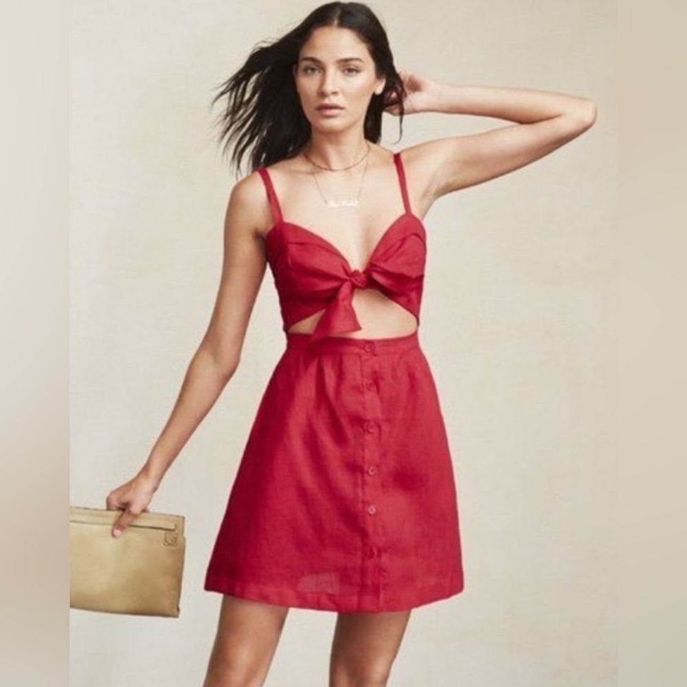 Reformation Miramar Red Cutout Mini Dress
